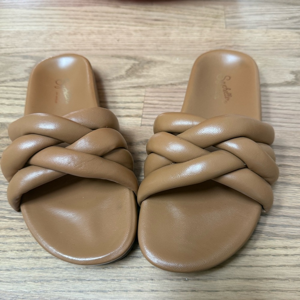 Seychelles Tan Braided Slide Sandals